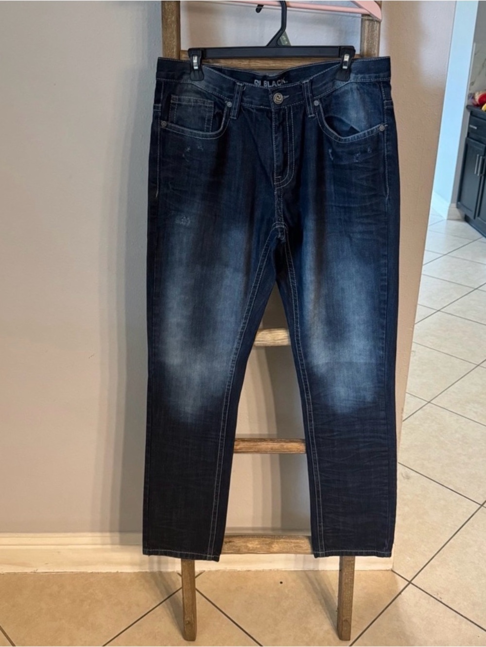 Men's Dark Blue Washed Jeans 34x34